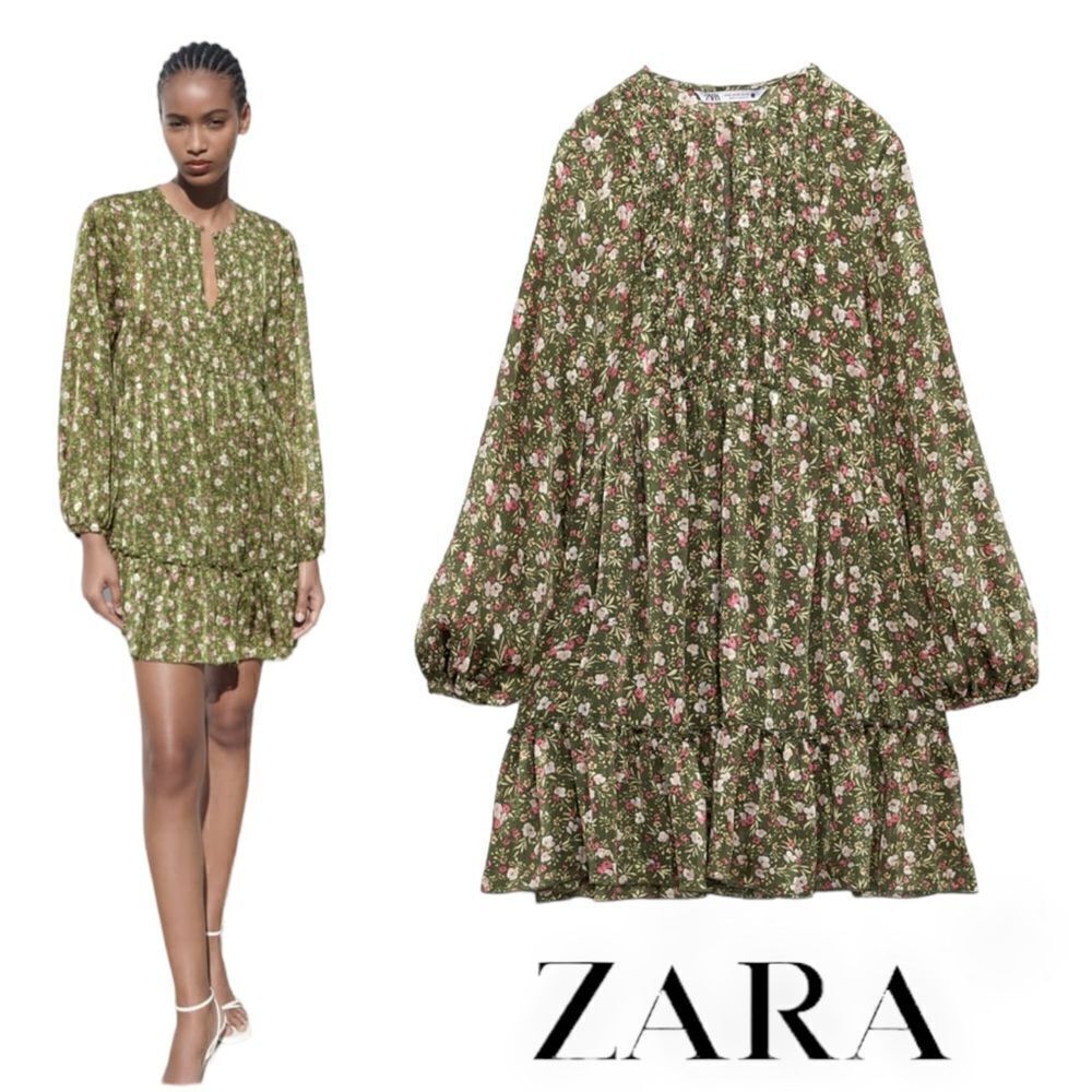 ZARA | Green | FLORAL PRINT DRESS